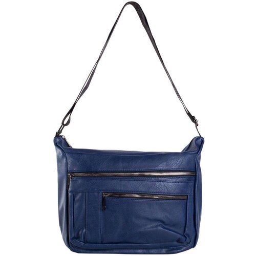 Fashion Hunters Dark blue shoulder bag made of eco-leather Slike