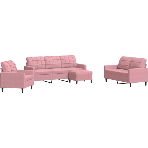  4-dijelni set sofa s jastucima ružičasti bar&amp;scaron;unasti Slike