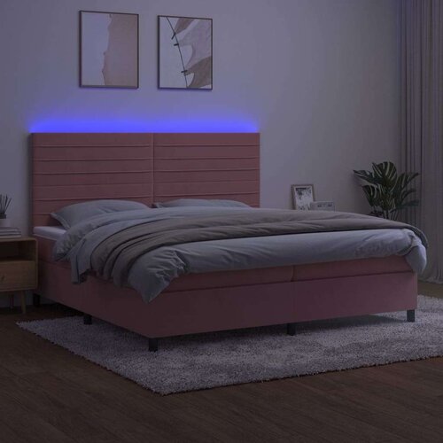  Box spring s madracem LED ružičasti 200x200cm bar&amp;scaron;unasti Slike