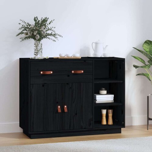  Komoda crna 98 5x40x75 cm od masivne borovine Slike