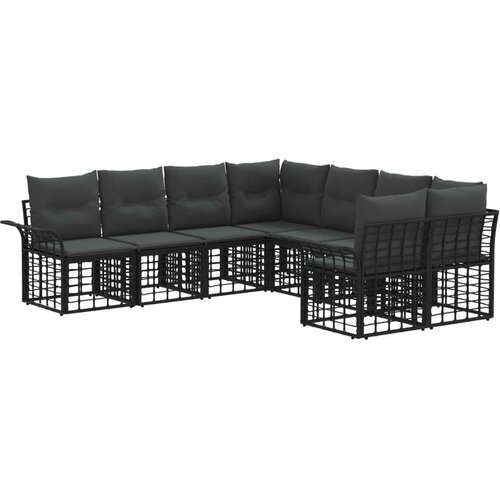  Zunanja garnitura za sedenje 8 pcs Črna in Temno siva Poliester, (5000272301) Cene