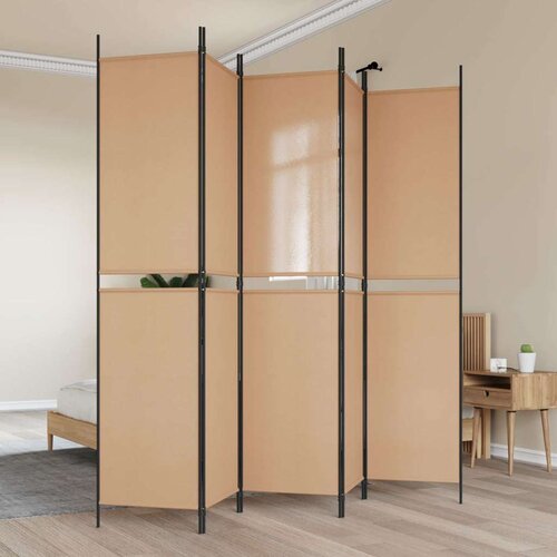 5-podijeljeni pregradni zid Bež 250 x 220 cm Tkanina - Bež 250 x 220 cm Cene