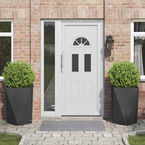 vidaXL Cvetlično korito 2 pcs Črna 50 x 50 x 75 cm Jeklo Cene