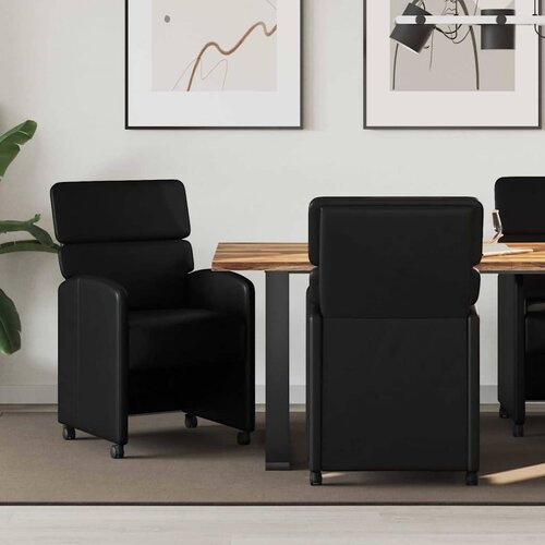vidaXL jedilni stoli s kolesi 2 pcs črna 58 x 65 x 98 cm umetna koža Cene