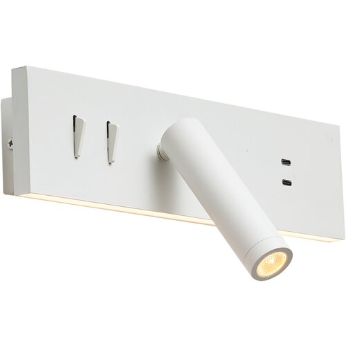 QAZQA Stenska svetilka bela nastavljiva z USB-C vklj. LED - Modric Slike