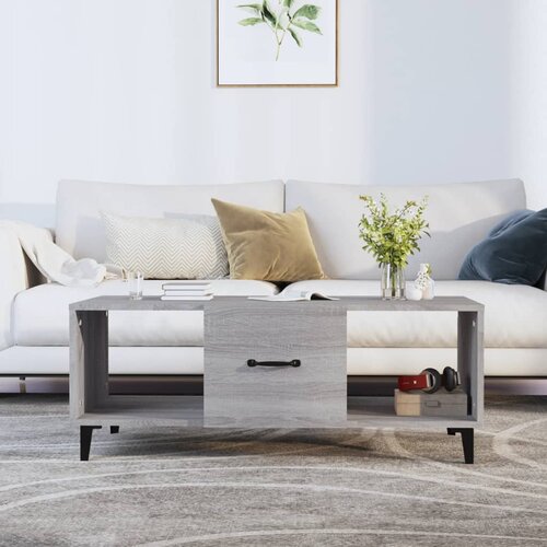 The Living Store Klubska mizica siva sonoma 102x50x40 cm inženirski les - Klubska Mizica, (21575196) Slike