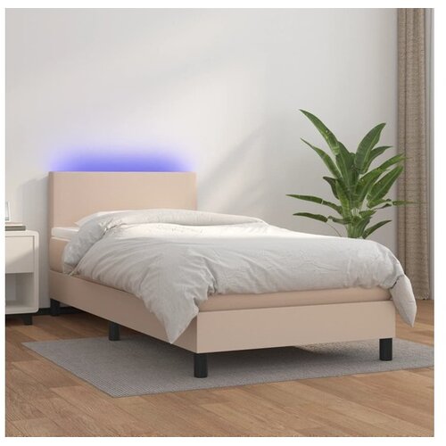  Box spring postelja z vzmetnico LED kapučino 100x200cm Cene