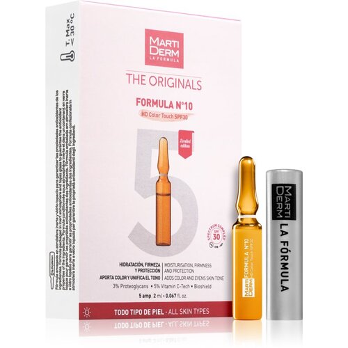 MARTIDERM The Originals Formula N&amp;ordm;10 HD Color Touch vlažilni serum za obraz z vitaminom C SPF 30 5x2 ml Slike