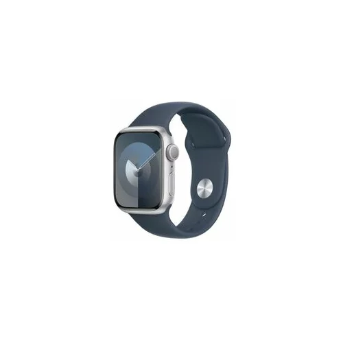 Apple Watch Series 9 GPS 41mm Silver Alu Case with Storm Blue Sport Band - M/L - mr913se/a