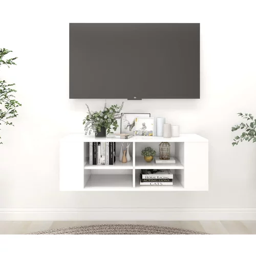 vidaXL Stenska TV omarica bela 102x35x35 cm iverna plošča, (20622442)