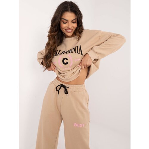 Fashion Hunters Beige tracksuit with straight trousers Slike