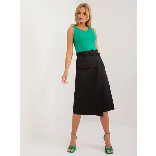 Fashion Hunters Black midi cargo skirt with pockets