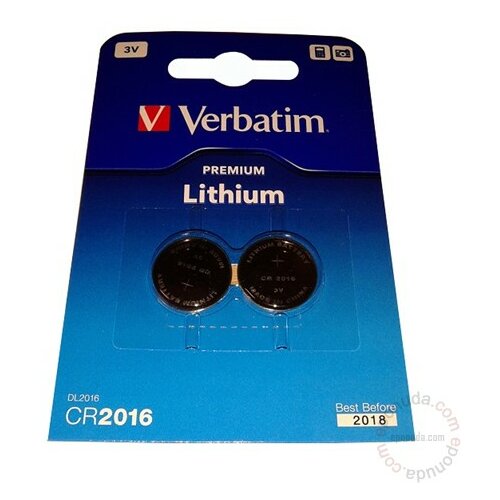 Verbatim litijum baterije cr2016 lithium 3v 2pack 49934 baterija Slike