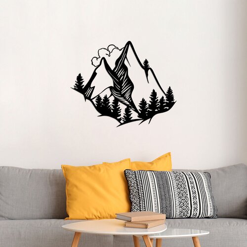 Wallity zidna dekoracija mountain view - 488, 57 x 70 cm, crna Cene