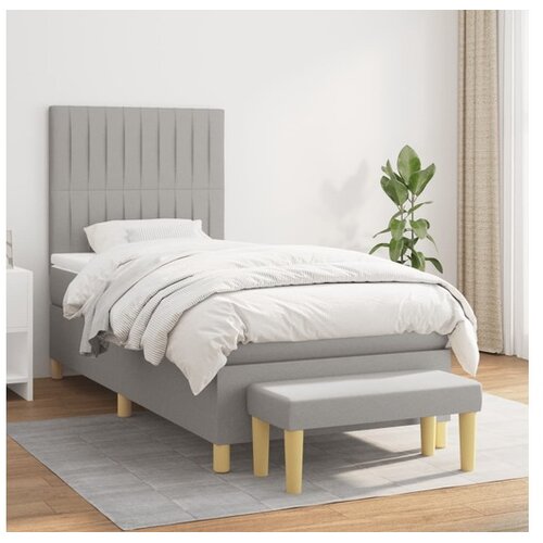  Box spring postelja z vzmetnico svetlo siva 80x200 cm blago Cene
