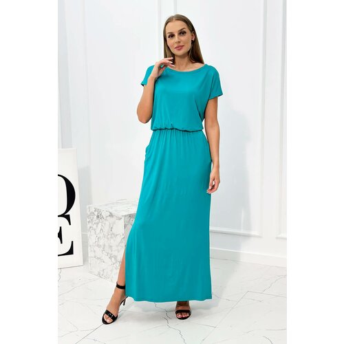 Kesi Viscose dress with pockets turquoise Slike