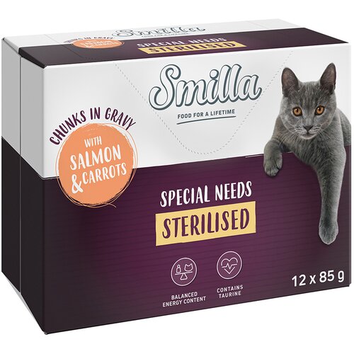 Smilla Sterilised ko&amp;scaron;čki z zelenjavo 12 x 85 g - z lososom in korenčkom Slike