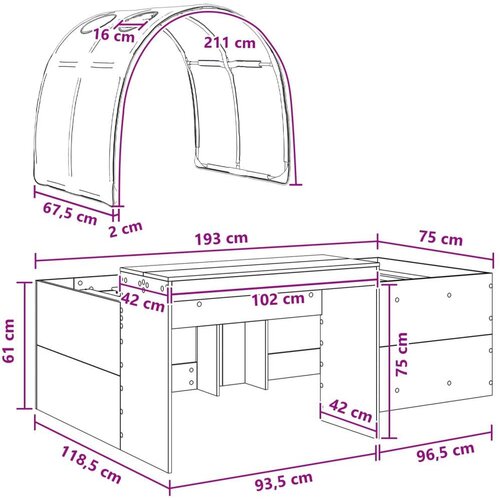  Krevet s tunelom 4 pcs Artisian hrast i crvena - Bijela i crvena Cene