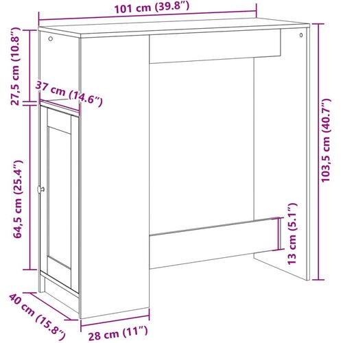 VidaXL barski stol s držačima boja drva 101 x 40 x 103,5 cm drveni Slike