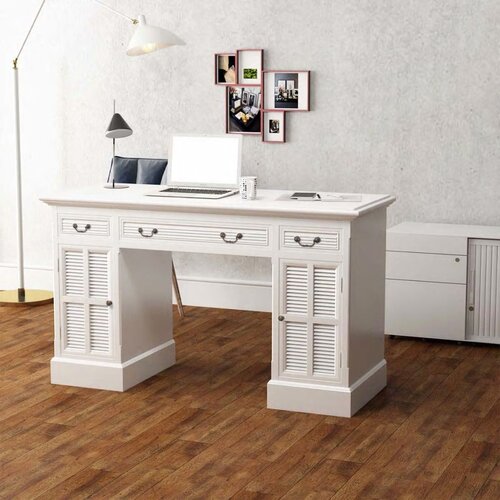 vidaXL Pisalna Miza Bele Barve 140x48x80 cm Cene