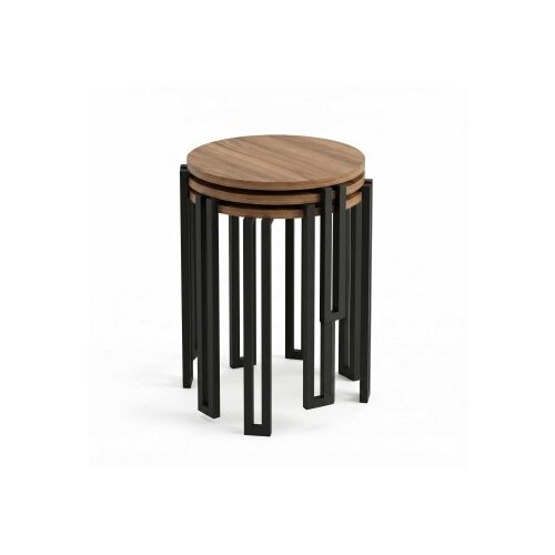 Hanah home Set 3 stočića Palma Walnut Black Cene