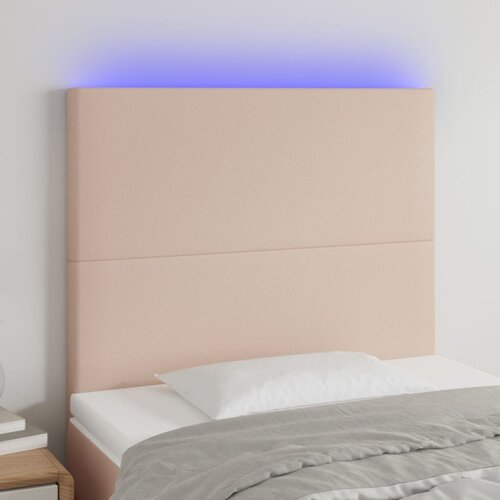 VidaXL LED uzglavlje boja cappuccina 90x5x118/128 cm od umjetne kože Slike