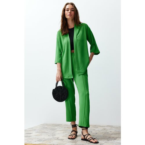 Trendyol Green Woven Kimono Trousers Two Piece Set Slike