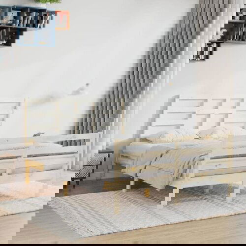 The Living Store Posteljni okvir iz trdnega lesa 140x200 cm - Posteljni Okvir, (21528615) Slike