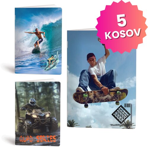 Rucksack Only Zvezek A4 Extreme, mali karo 5 mm, 52 listov, sortirano, 5 kosov Cene