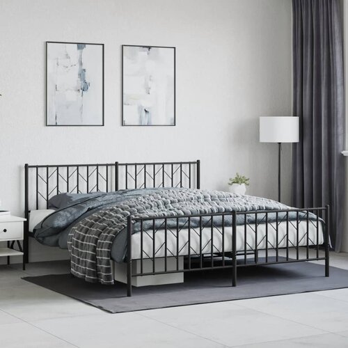 VidaXL Metalni okvir kreveta uzglavlje i podnožje crni 183x213 cm Slike