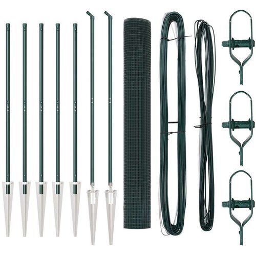 VidaXL set stubova ograde Set od 2 Zelena Čelik, PVC premaz 10 x 1 m Slike