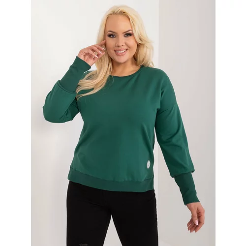 Fashion Hunters Dark green asymmetrical cotton blouse in a larger size