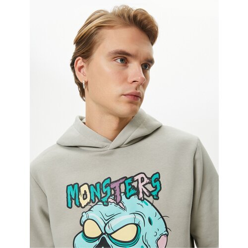 Koton Monster Printed Hoodie Relaxed Fit Long Sleeve Ribbed Cene