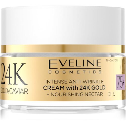 Eveline Cosmetics 24k Gold &amp;amp; Caviar Cream with 24K Gold krema proti gubam 75+ 50 ml Slike