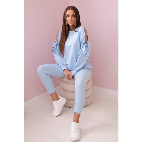 Kesi Set of sweatshirts with bow on the sleeves and leggings blue Slike
