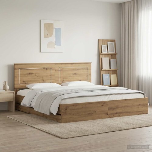  Bed Frame with Storage and Headboard Artisan Oak 180 x 200 cm Cijene