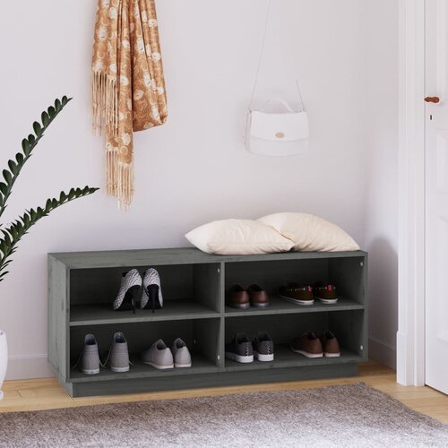 vidaXL Ormarić za cipele sivi 110 x 34 x 45 cm od masivne borovine Cijene