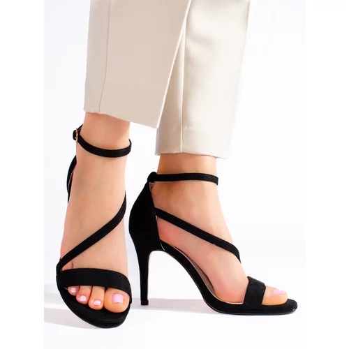 SHELOVET Black women's sandals on a high heel