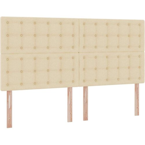  Krevet S LED lampica s uzglavljem Krema 160 x 200 cm tkanina Slike