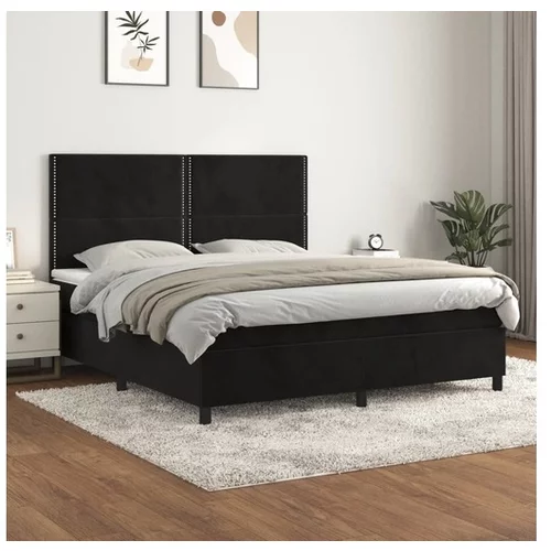  Box spring postelja z vzmetnico črna 160x200 cm žamet