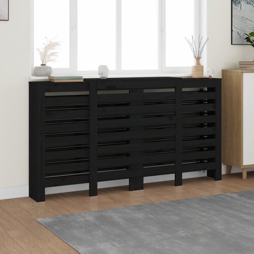  Pokrov za radijator crni 210x21x85 cm od masivne borovine Slike
