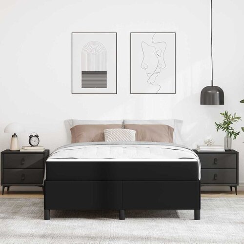  Krevetna konstrukcija s madracem Crna 140 x 200 cm tkanina Slike