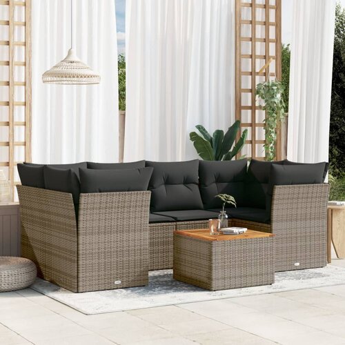 VidaXL 7-dijelni set vrtnih sofa sivi od poliratana Slike