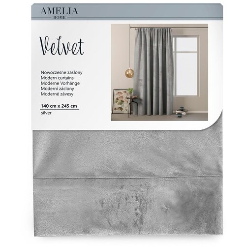 Restilo Svetlo siva žametna zavesa AmeliaHome Velvety, 245 x 140 cm Slike