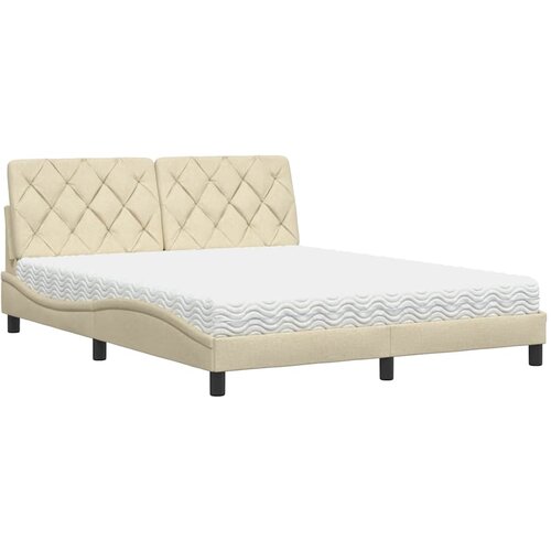 vidaXL Postelja z vzmetnico krem 160x200 cm blago, (21829296) Cene