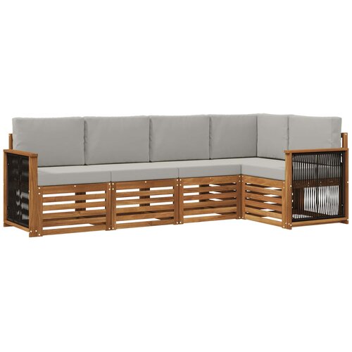 vidaXL Kotna sedežna garnitura z blazino 4 pcs Naravna in svetlo siva, (5000283455) Cene
