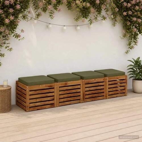  Jastučići za sjedalo od 4 dijela VUGHT 4 pcs 100% poliester - Maslinasta zelena (melange) 50 x 50 cm 4 Cijene