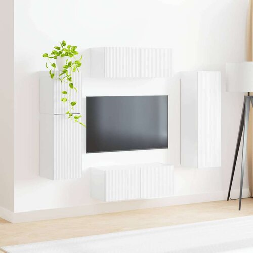  Komplet TV omaric 4 pcs Visok sijaj bela Konstruiran les - - Bela - 57.9 - 30 x 31 x 100 cm - 2025-vidaXL-Uvoz_2 Slike