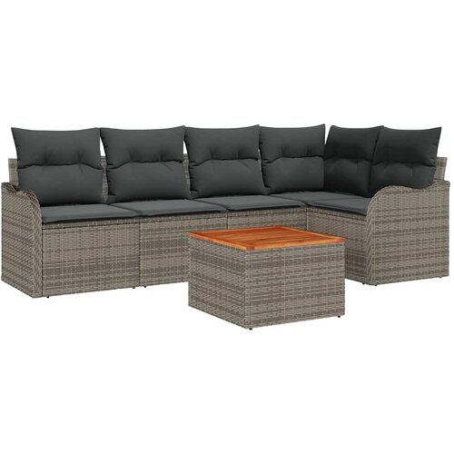  Sjedeća garnitura za vrt 6 kom. Siva poliratan 232,5 x 122,5 x 69 cm Slike