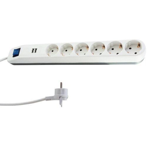 REV RITTER produžni kabel s utičnicama (6-struko, Bijelo-sive boje, Dužina kabela: 1,4 m, 2 USB priključka) Cijene